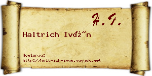 Haltrich Iván névjegykártya